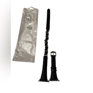 My pretty straps Black Quilted Watch Band with chain twister band